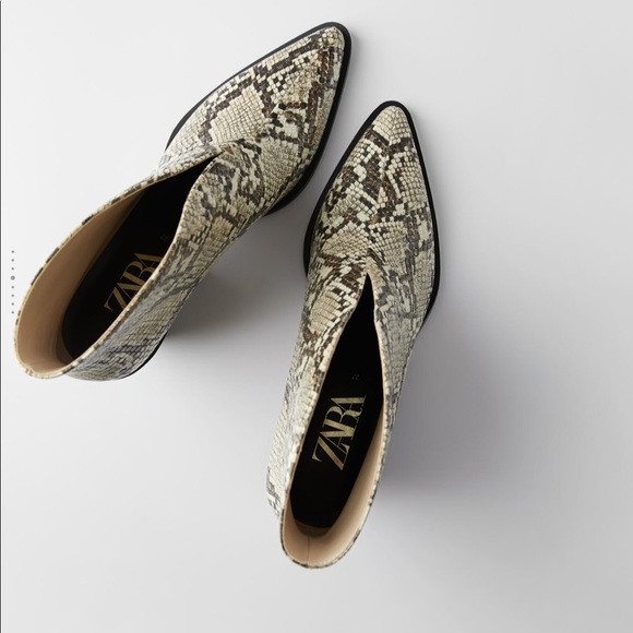 NWT ZARA Animal Print Cowboy Heeled Ankle Boots 8 - Picture 6 of 12